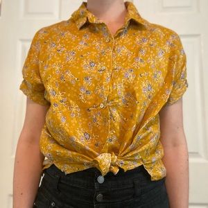 Rachel Zoe 100% linen floral button-up blouse 💙